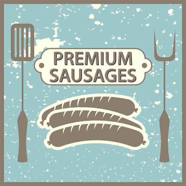 Premium sausages - Διάνυσμα, εικόνα
