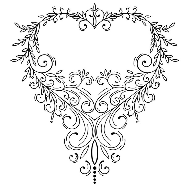 Beautiful openwork heart with curls. Vector for your design. - Vektör, Görsel