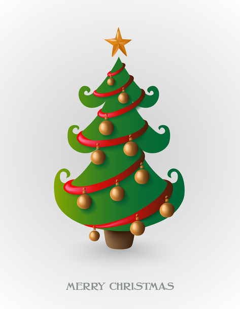 Merry Christmas tree with gold baubles EPS10 file. - Vector, imagen