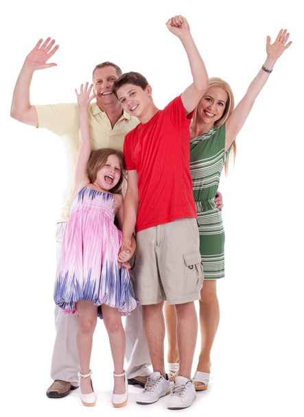 Happy family raising their hands and having fun - Photo, image