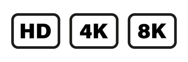 8 K 4K HD видео формата иконка вектора изолированы на белом фоне
.  - Вектор,изображение