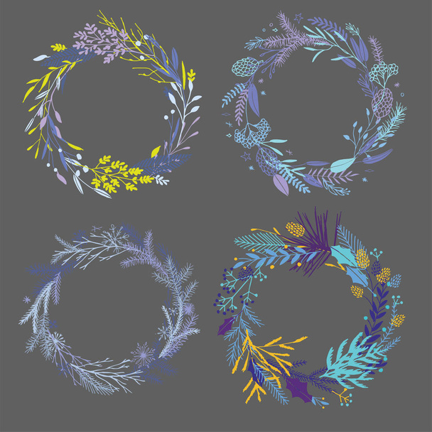 Floral round wreaths. - Vector, Image