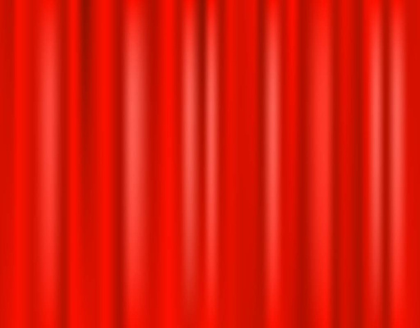 Red curtain scene. 3D realistic curtain curtain on the stage of the theater. Vector illustration - Vektör, Görsel