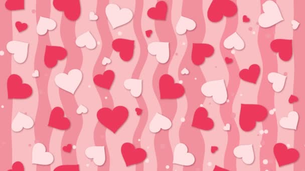 Hearts on the pink background with waves - Footage, Video