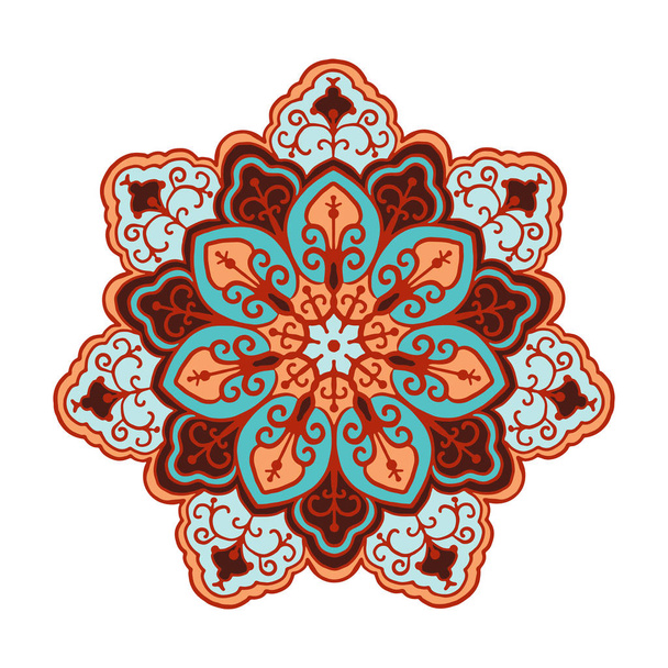 Mandala multicolor aislado sobre fondo blanco. Ilustración hecha a mano. Vector. - Vector, imagen