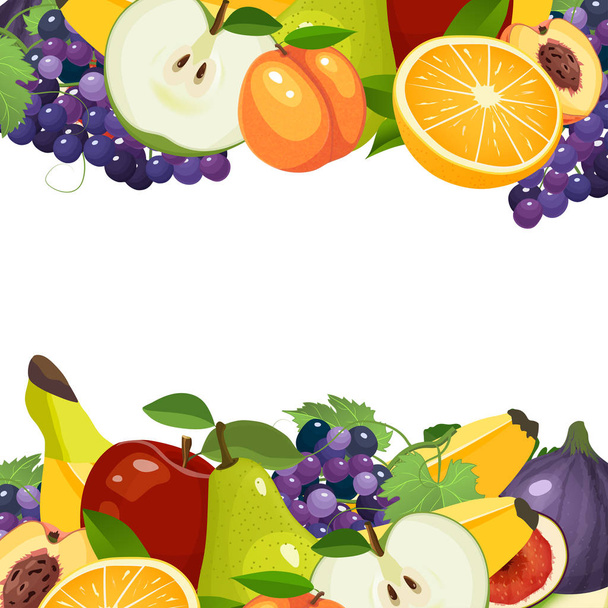 Fruits frame vector illustration. Zdravý životní styl a dietní plakát - Vektor, obrázek