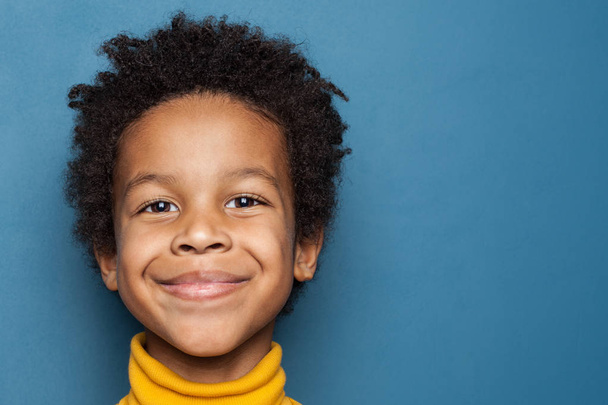 Smiling kid boy portrait. Little african american child boy  - Фото, зображення