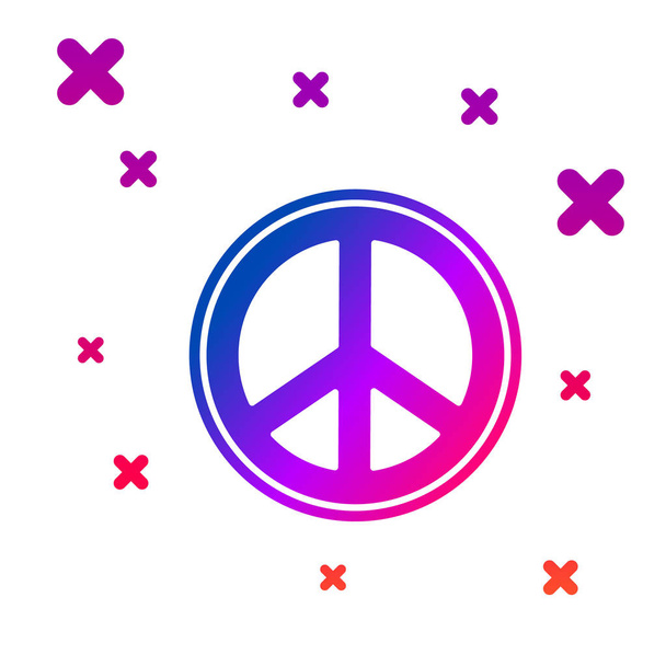 Ikona barevného míru izolovaná na bílém pozadí. Hippie symbol míru. Přechod náhodných dynamických tvarů. Vektorová ilustrace - Vektor, obrázek