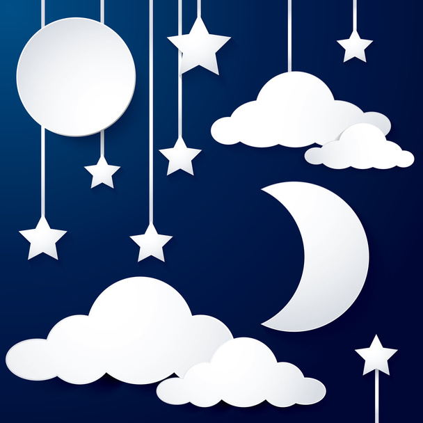 Луна и облачная бумага
 - Вектор,изображение