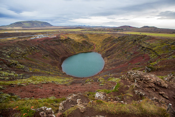 Kerid crater lake in Iceland - Photo, Image