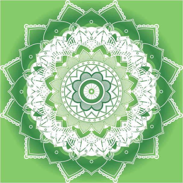 Mandala patronen op groene achtergrond - Vector, afbeelding