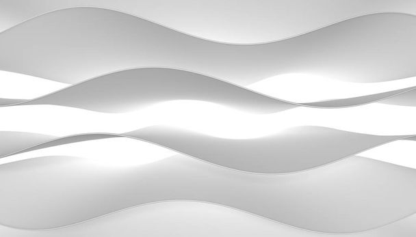 White seamless wave texture pattern. Wavy linen background. Interior wall decoration. 3D illustration  interior wall panel pattern. Illustration white background of abstract waves. - 写真・画像