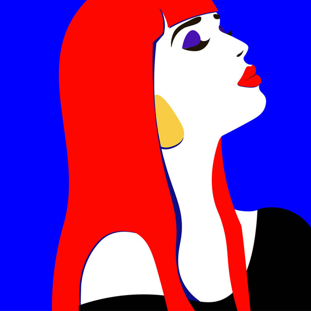 Young woman model in profile in pop art style. Sexy girl for advertising with bright hair - Vektor, obrázek