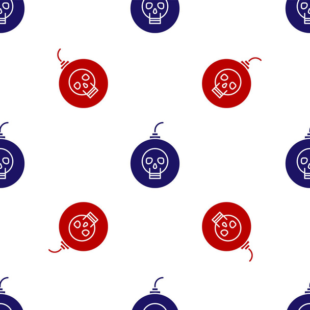 Сине-красная Бомба, готовая взорваться иконка изолированного безморщинистого узора на белом фоне. Счастливого Хэллоуина. Векторная миграция
 - Вектор,изображение