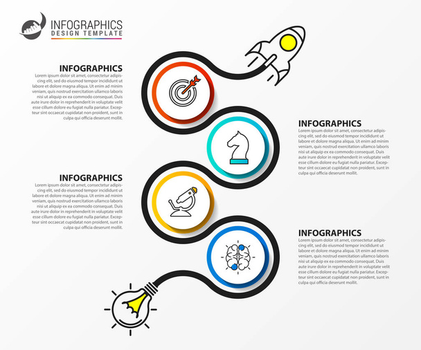Infographic design template. Timeline concept with 4 steps - Vector, imagen