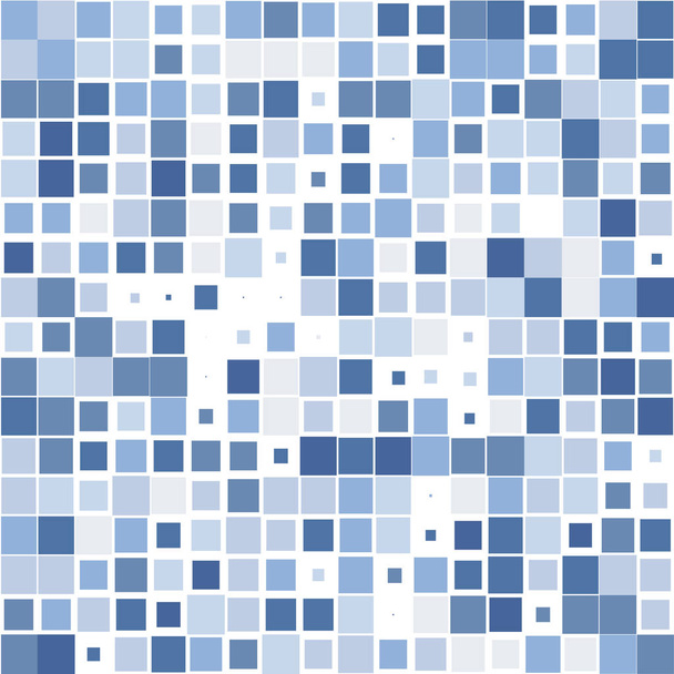 Mozaïek met blauwe vierkantjes op een witte achtergrond - Vector, afbeelding
