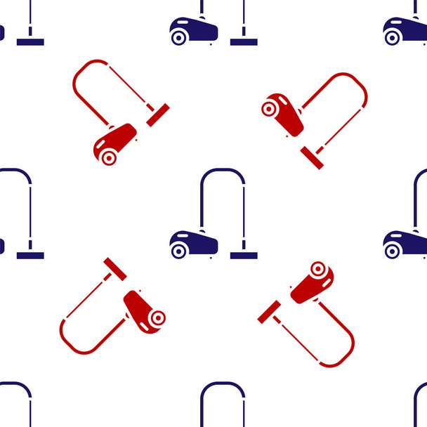 Blue and red Vacuum cleaner icon isolated seamless pattern on white background. Vector Illustration - Vektör, Görsel