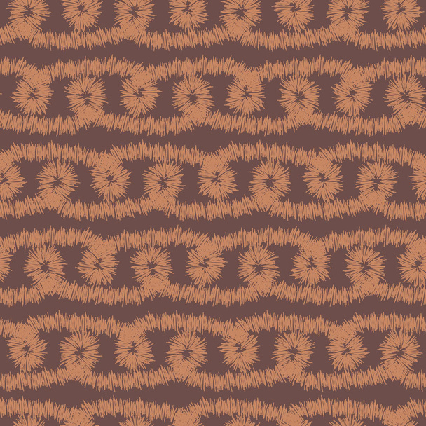 απρόσκοπτη διάνυσμα ikat μοτίβο με καφέ λωρίδες και βρόχους - Διάνυσμα, εικόνα