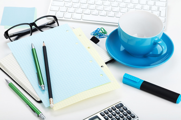 coffee cup and office supplies - Photo, Image