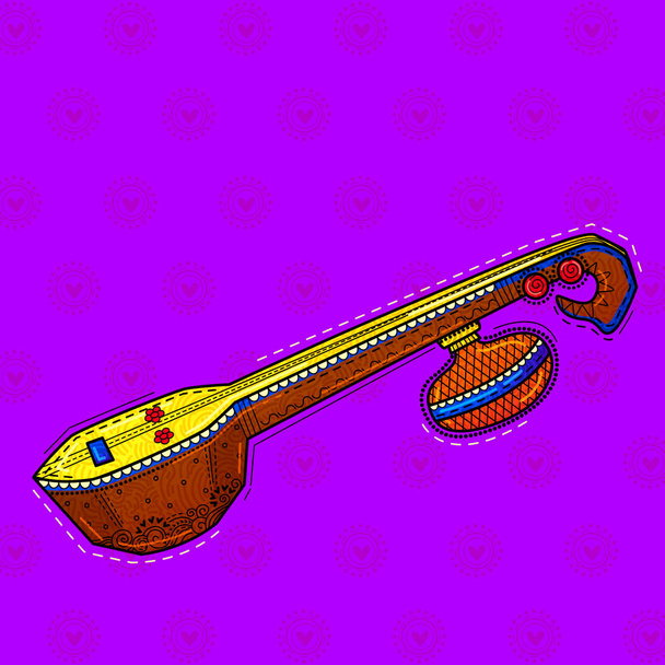 απεικόνιση του desi (indian) στυλ τέχνης veena indian μουσικό όργανο. - Φωτογραφία, εικόνα