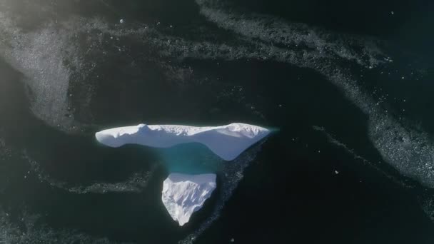 Πάνω προς τα κάτω άποψη Ανταρκτική παγόβουνο. Εναέρια ΠΤΗΣΗΣ. - Πλάνα, βίντεο