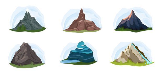 Different shapes of mountains set - Vektör, Görsel