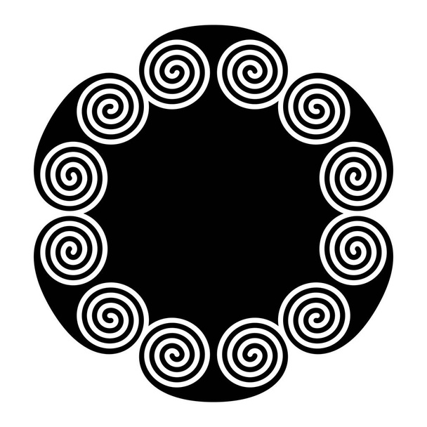 Godło w kształcie koła wykonane z podwójnych ornamentów spiralnych - Wektor, obraz