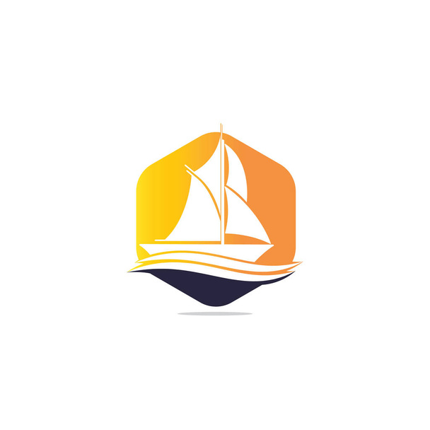 Yacht logo design. Yachting club or yacht sport team vector logo design. Marine travel adventure or yachting championship or sailing trip tournament. - Vector, Image