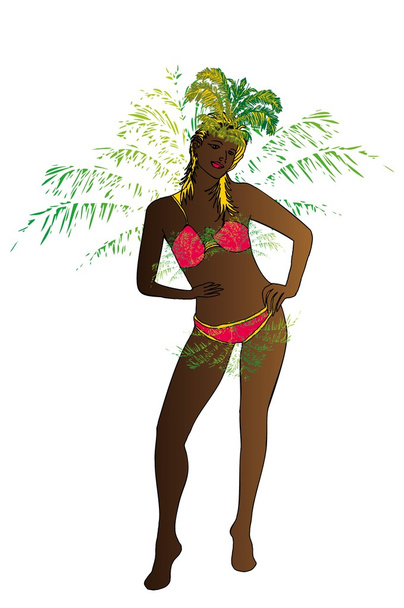 Palm beach samba girls vector art - Вектор, зображення