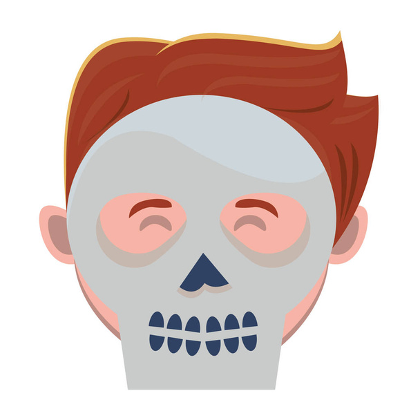 man with halloween skull mask - Vector, Image