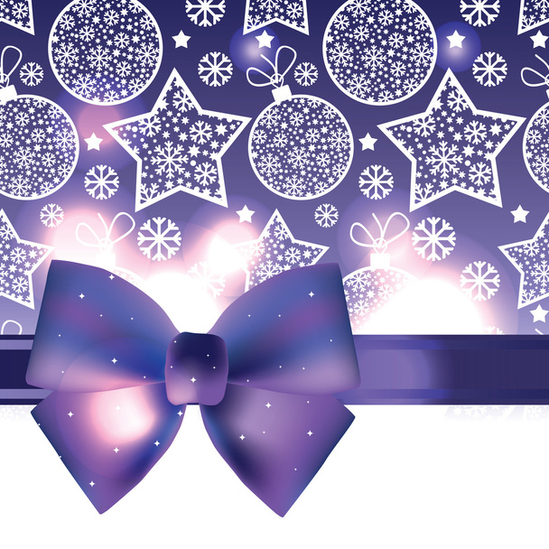 Vector Christmas background with purple bow - Vector, Image