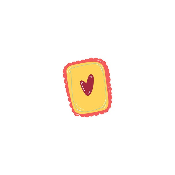 postzegel met hart decor enkelvoudig element handgetekende doodle stijl. illustratie. geïsoleerd op witte achtergrond. Valentijnsdag ontwerp voor uitnodigingen, bruiloft of wenskaarten - Foto, afbeelding
