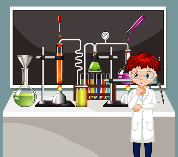 Vědec pracující v laboratoři - Vektor, obrázek