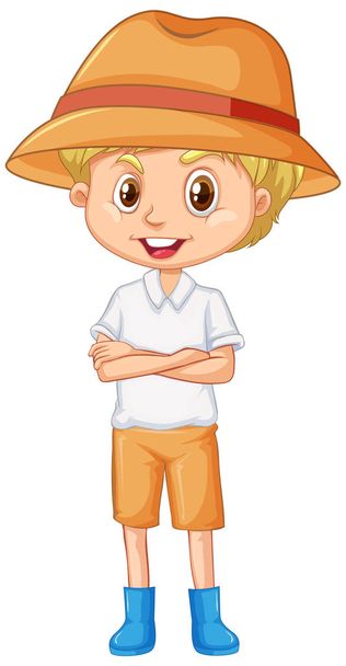 Boy with hat and boots on white background - Vector, Image