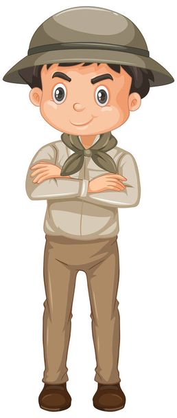Boy wearing safari outfit on white background - Vector, Image