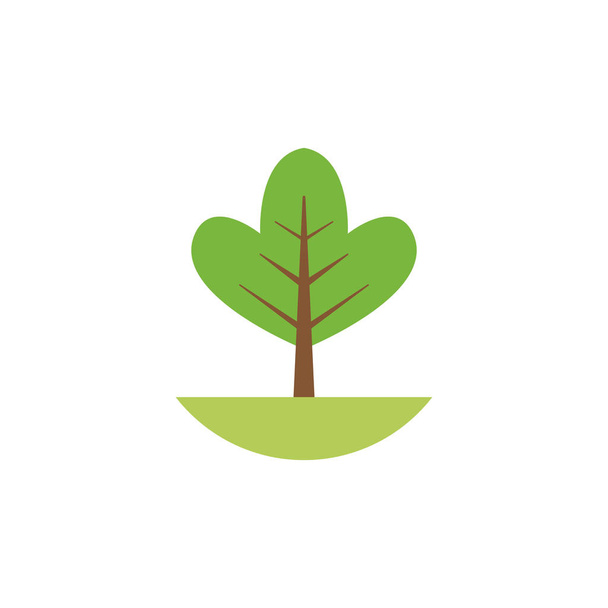groene boom natuurlijke platte stijl - Vector, afbeelding