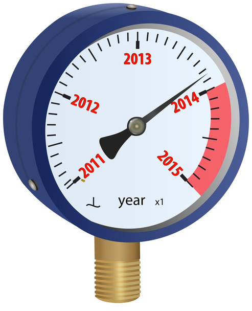 2014 Jahr nähert sich Manometer - Foto, Bild