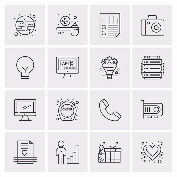 Set of 16 Universal Icons Business Vector - Vektor, Bild
