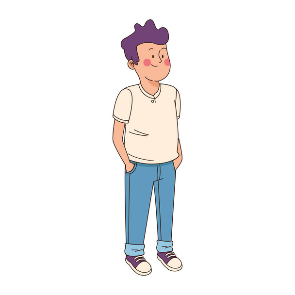 teen boy wearing casual clothes, flat design - Vector, Image