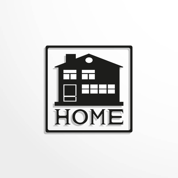 House. Home. Black-white vector icon. - Вектор, зображення