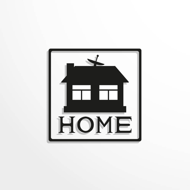 House. Home. Black-white vector icon. - Vector, Image