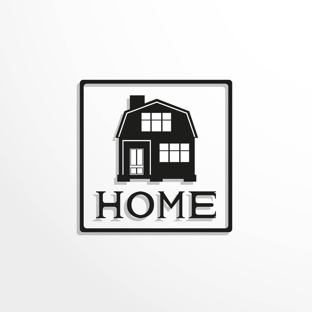 House. Home. Black-white vector icon. - Вектор, зображення