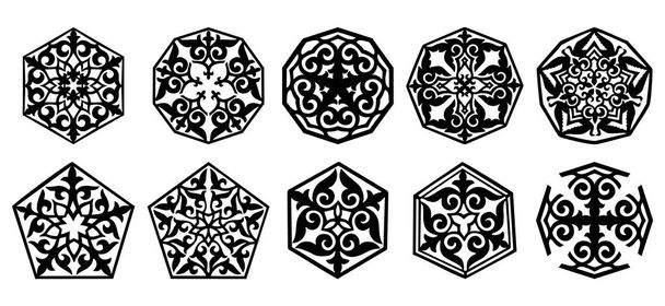 Joukko 10 vektorielementtejä ja motiiveja Kazakstanin, Kirgisian, Uzbekistanin, Turkin monikulmio kansallinen islamilainen koriste
 - Vektori, kuva