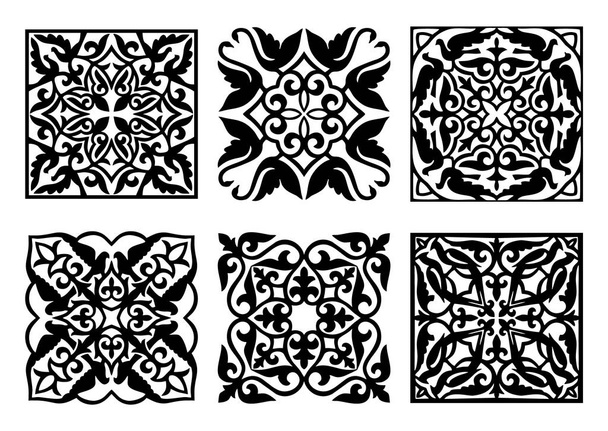 Kokoelma 6 vektorielementtejä ja motiiveja Kazakstanin, Kirgisian, Uzbekistanin, Turkin neliön kansallinen islamilainen koriste
 - Vektori, kuva