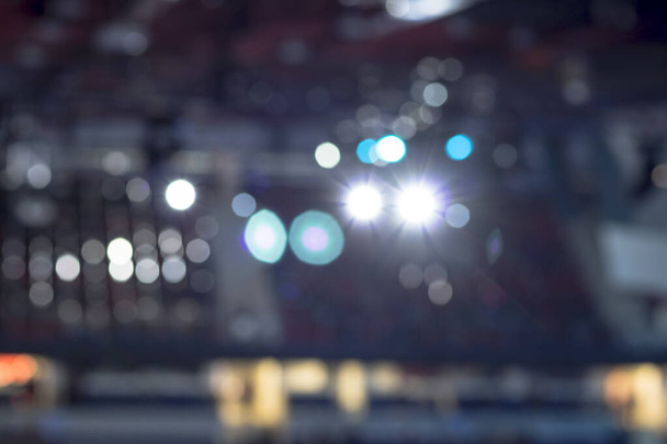 no focus, blurry. Soft focus. Professional arena for sports. Bright light spotlights. - Photo, Image