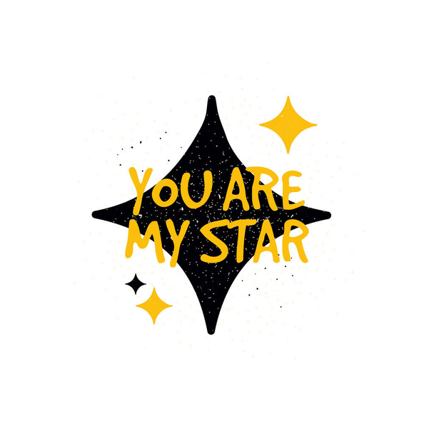 Vector hand made lettering love quote You are my star and decor  - Vector, imagen