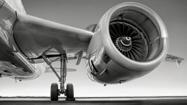 Strahltriebwerk eines modernen Verkehrsflugzeugs - Foto, Bild