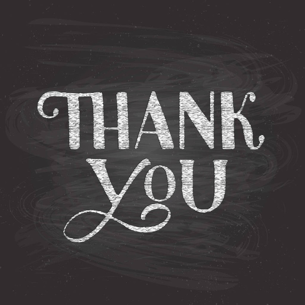 Thank you hand written on chalkboard background. Grunge vector illustration. Easy to edit template for wedding thank you cards, tags, banners, posters, labels, etc. - Vektor, kép