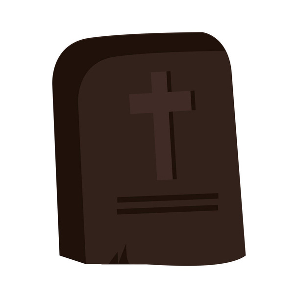 halloween hřbitov přes hřbitov ikona - Vektor, obrázek