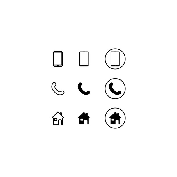 Minimalist White phone icon set. Call, home and phone icon using basic circle flat design. Phone icon set basic element graphic resource - Vector, Image